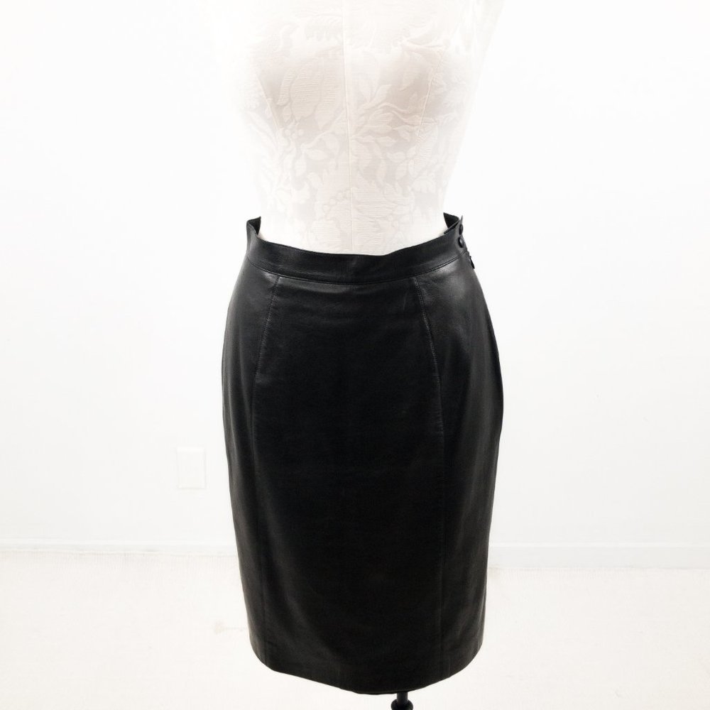Thierry Mugler 8 Vintage 90s Leather Pencil Skirt - Picture 15 of 16